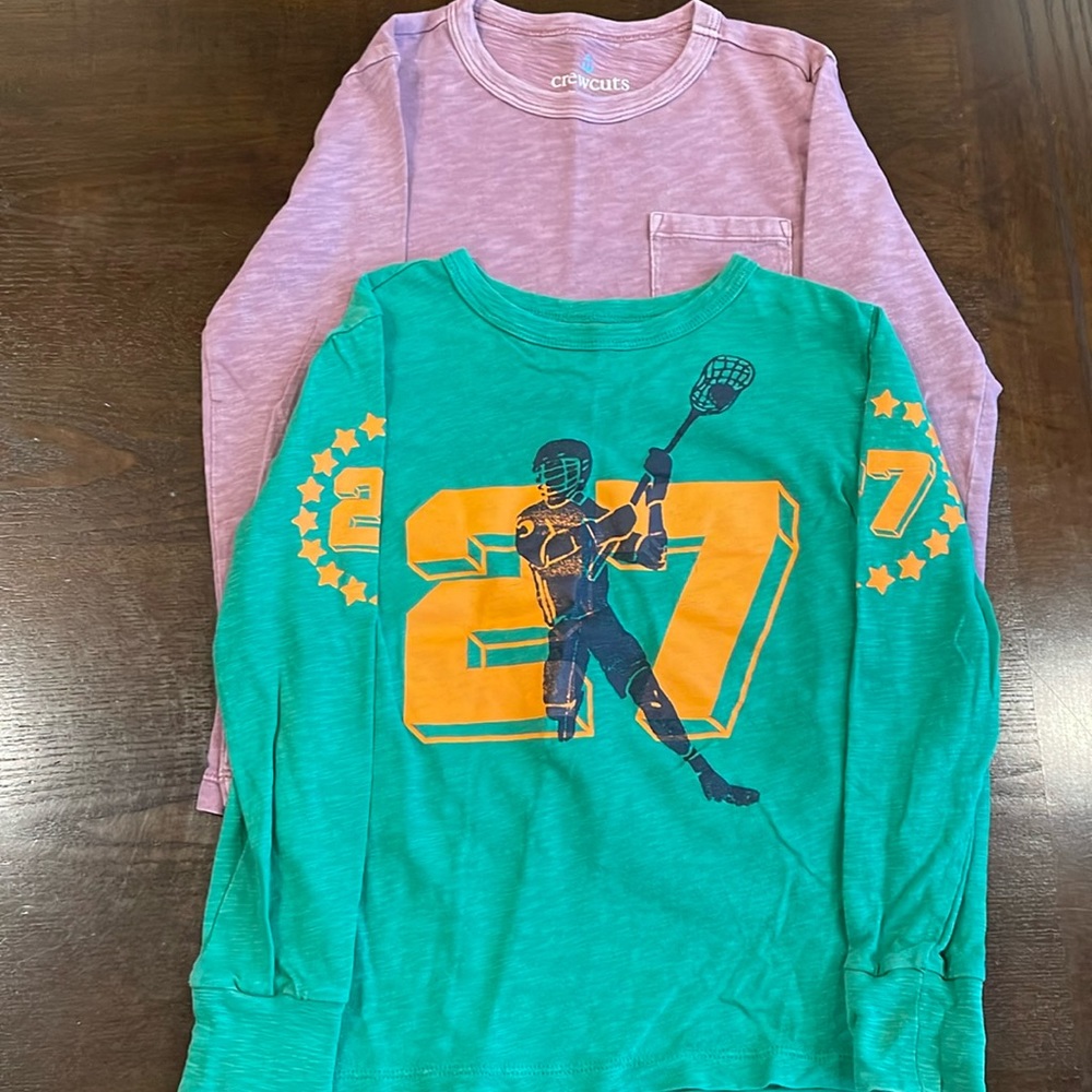 Two long sleeve crewcuts tshirts, size 6/7, GUC